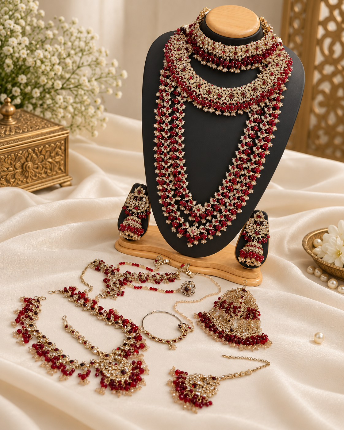 Grand Shadow Crystal Pakistani Bridal Jewellery Set